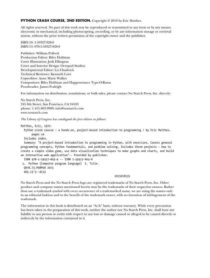 Python Crash Course A Hands-On_Project-Based Introduction to ...